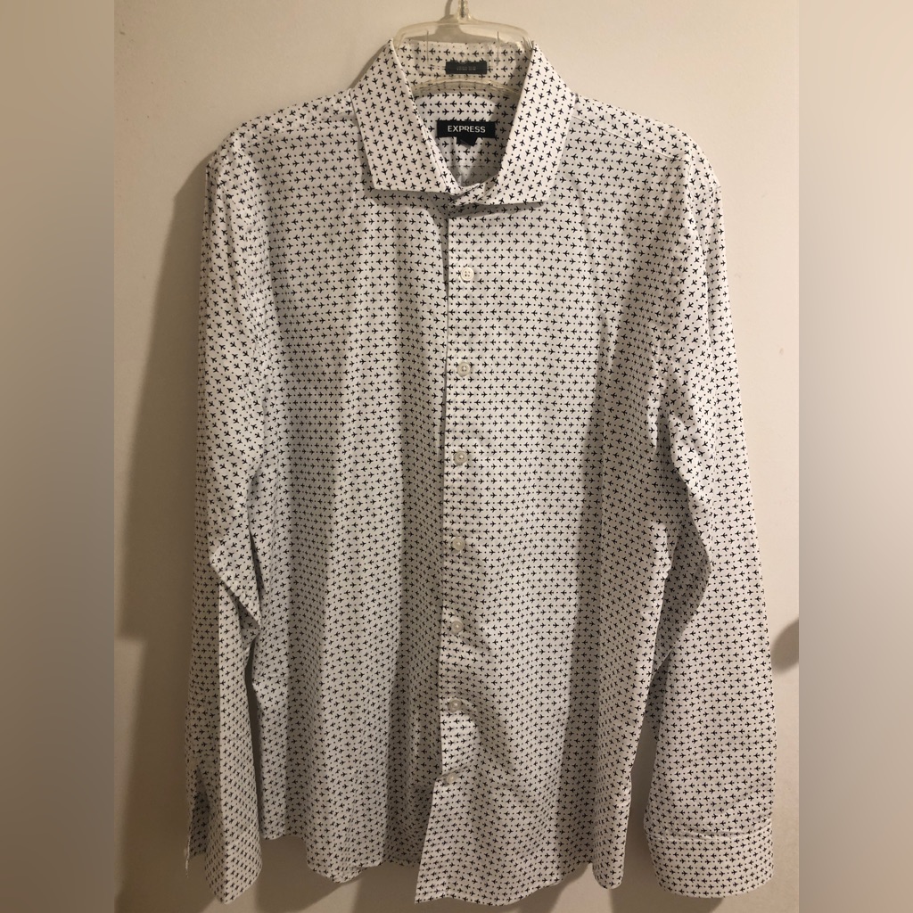 Express Extra Slim Medium Patterned Dress Shirt